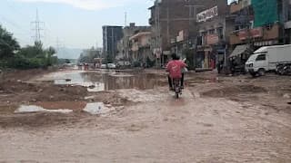 Islamabad Expressway Service Road Flooded With Mud